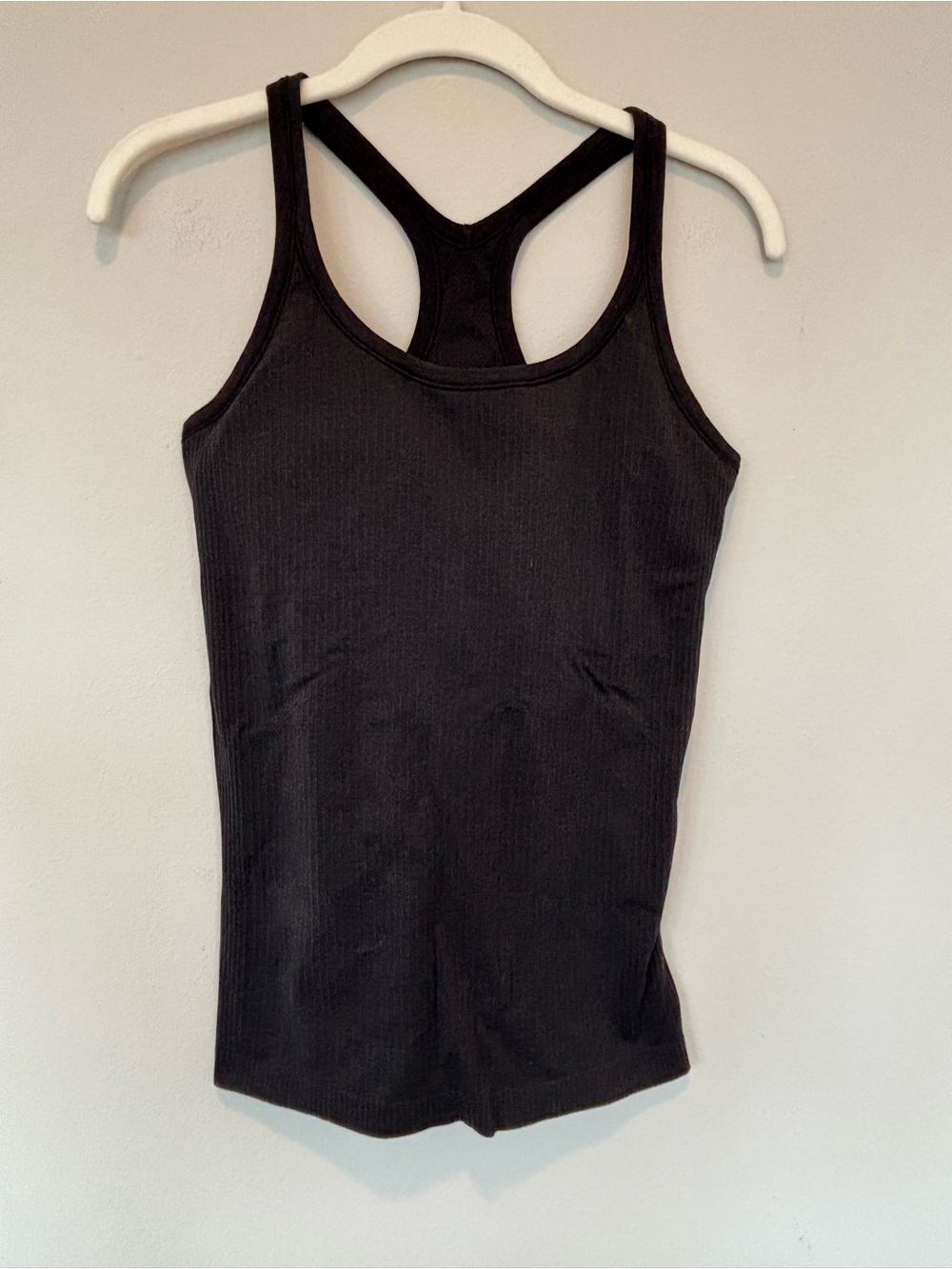 lululemon athletica Black Ribbed Racerback Tank with Shelf Bra and Pads 8